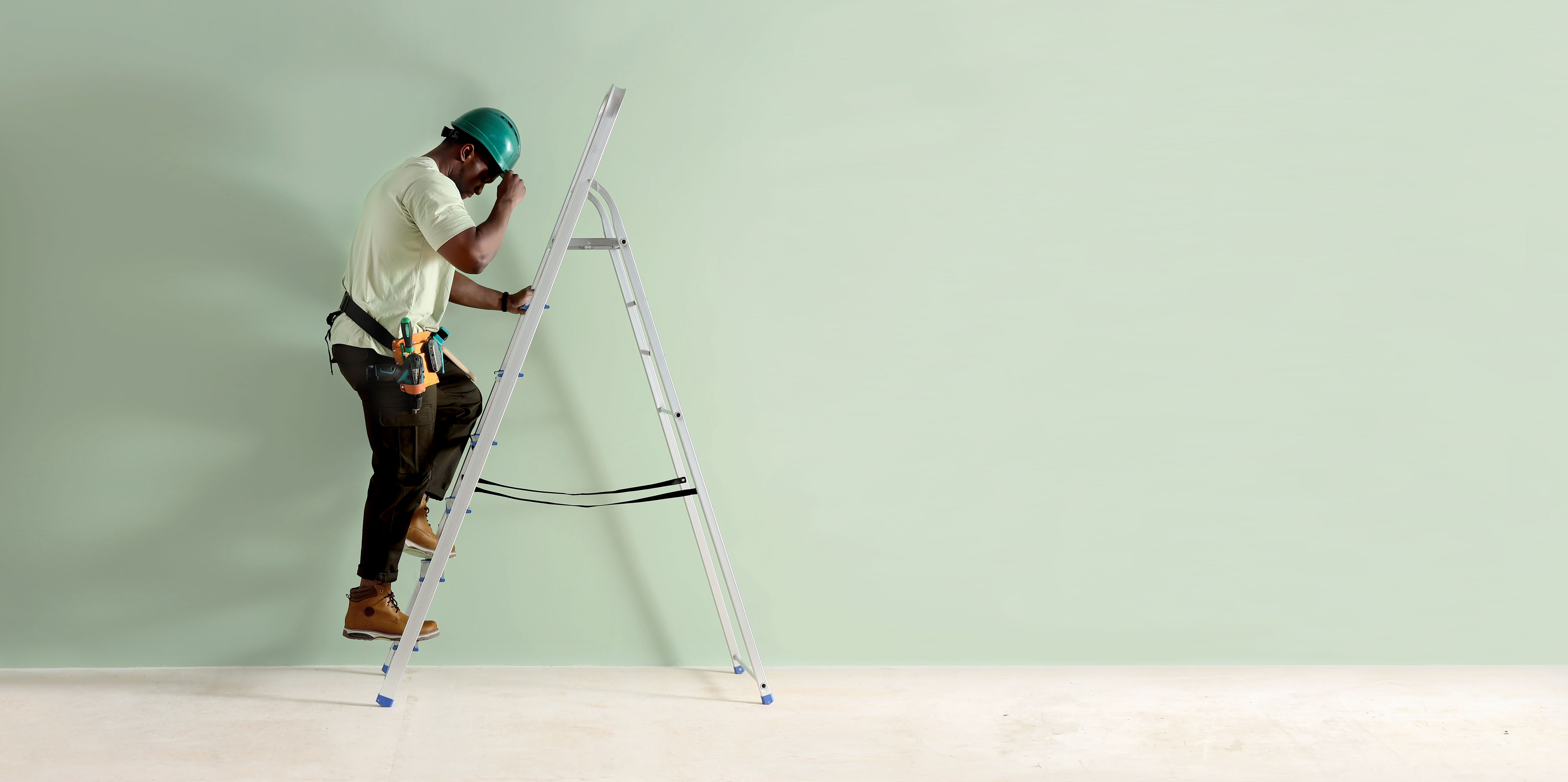 Worker with ladder